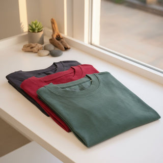 Set tricouri bumbac organic „Grounded Tones” - Soft Breeze